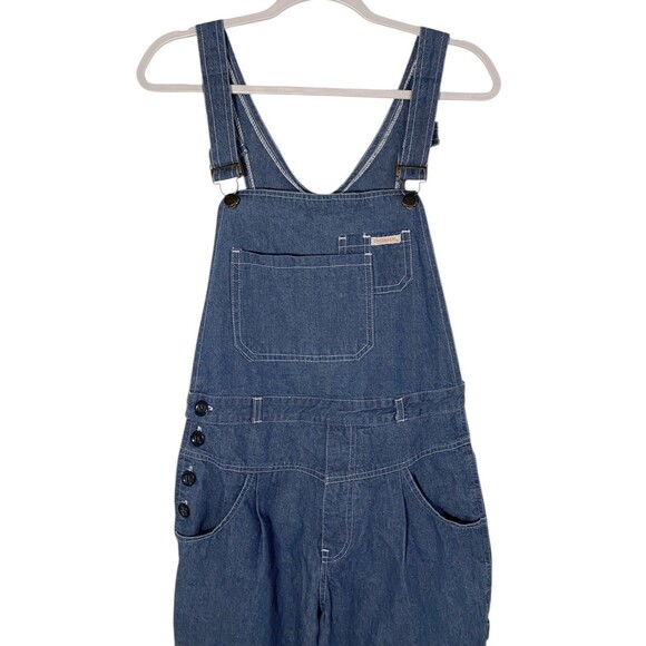 Chennachi Pleated Tapered Denim Carpenter Bib Overalls - Picture 3 of 10